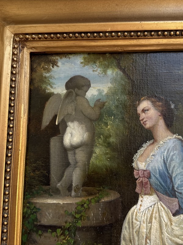 MASTERFUL 19TH CENTURY PAINTING PRETTY WOMAN FEMALE MODEL ICONIC STATUE MYSTERY gallery