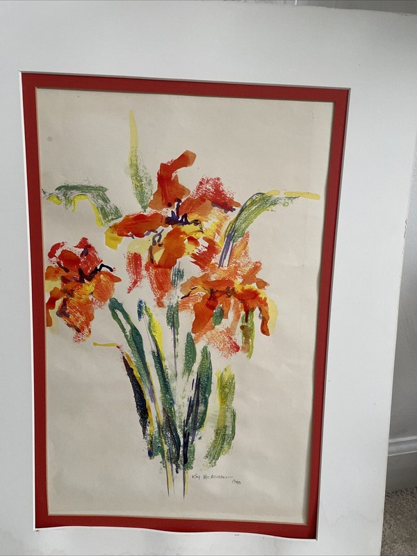 Lily- Coral Lily- Orange & Pink Color 11X19 & Painting 16×22” Original Signed