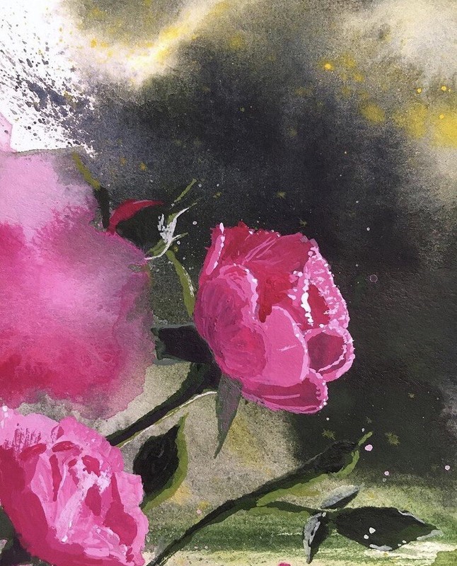 gouache paintings original “Blossoms Delight” by Joshua D. Sewell gallery