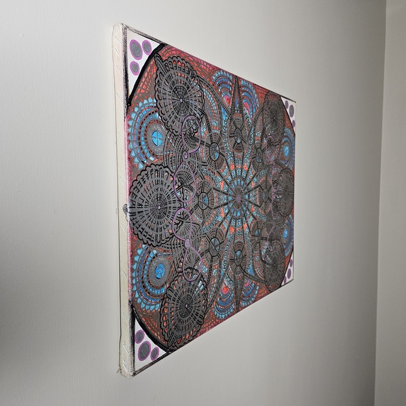 ART - Original Signed Modern Abstract Mandala Painting 20x16 Canvas Art gallery
