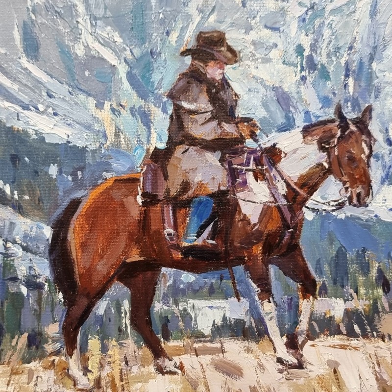 Western Landscape Oil Painting Horse Rider Western Cowboy Ranch Horseback Rider gallery