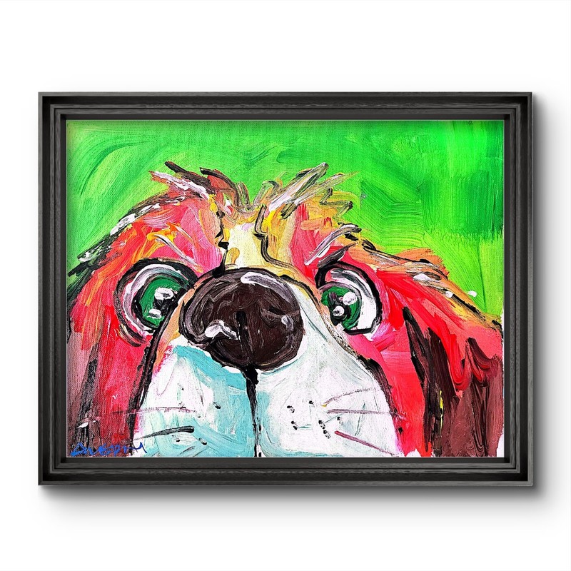 Aleph Original Art Dog 14×11 Abstract Expressionist Decor Painting Canvas