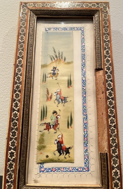 Persian Hand Painted Camel Bone Khatam FramedTraditional Polo Game (Chogan)