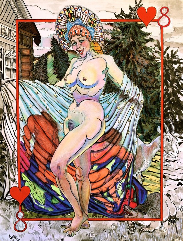 “Playing Cards” Original Framed Artwork by Yulia Kuznetsova