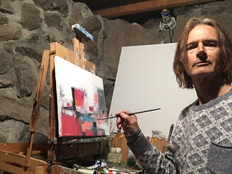 Original Painting Contemporary Abstract, Red Blue, Gallagher Collectible Ireland gallery