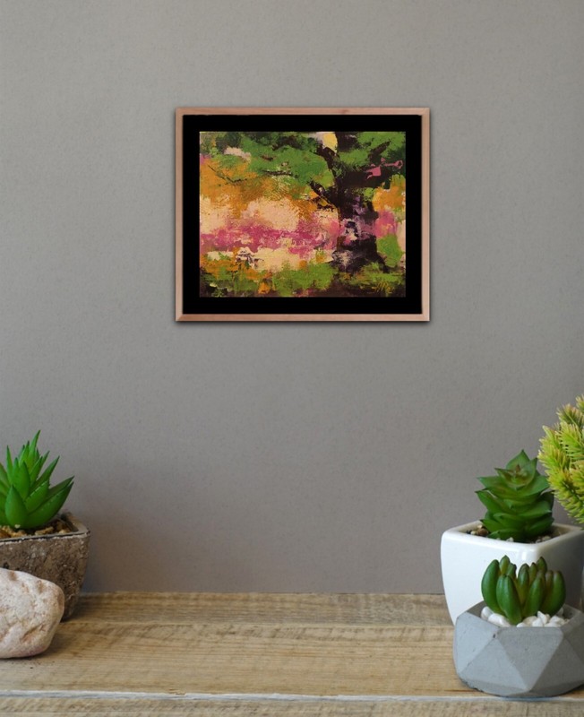 Oak Tree Painting Original Art Abstract Landscape Acrylic Painting 8x10 in gallery