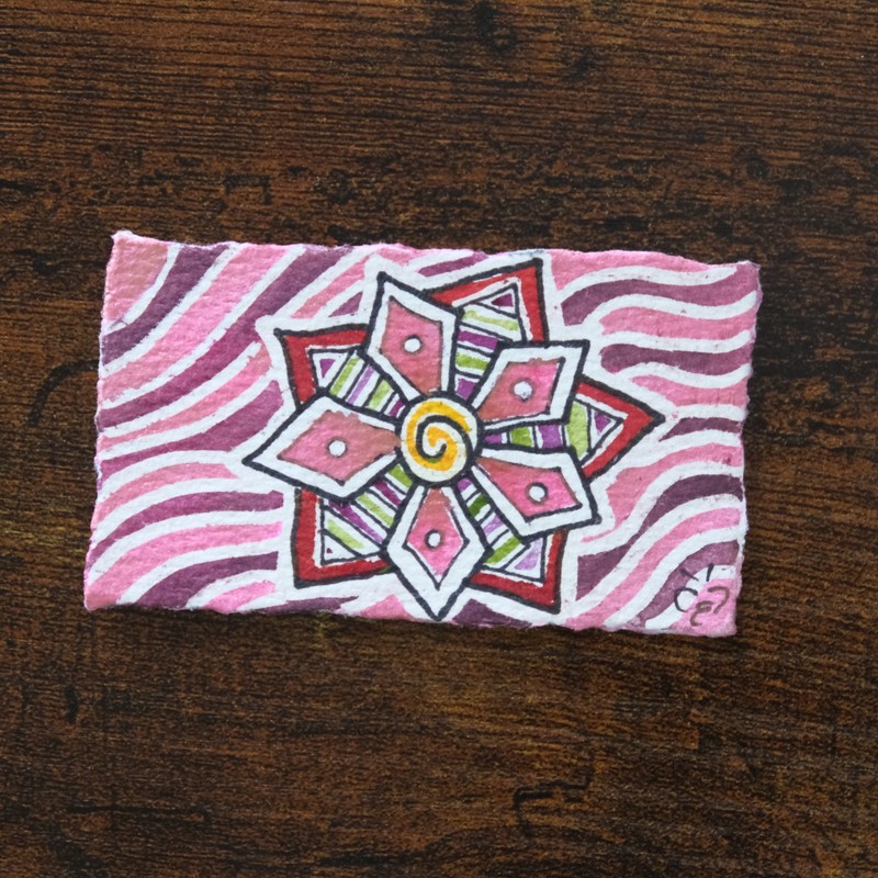 ACEO Original Watercolor «Desert Star» Bloom Series #4/10 Paintybee 2 x 3.5 in