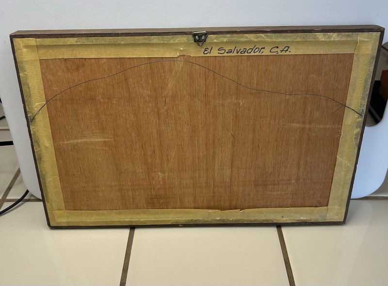 Vintage Hand Painted Lacquered Wood Art Framed Artist Signed 8”x12” gallery