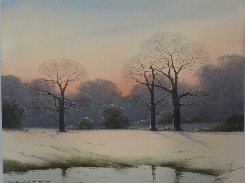 William J Hill British artist Hunter’s Peace Original Acrylic Canvas 16 x 20 COA