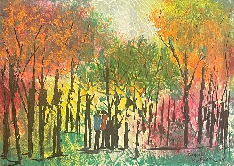 Original Painting 5×7″ love friends people acrylic by Lynne Kohler