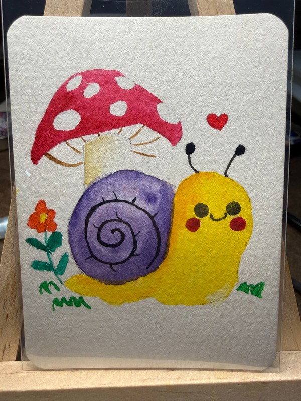 ACEO Hand Painted Original Art Signed by the artist OOAK «At Home» Snail