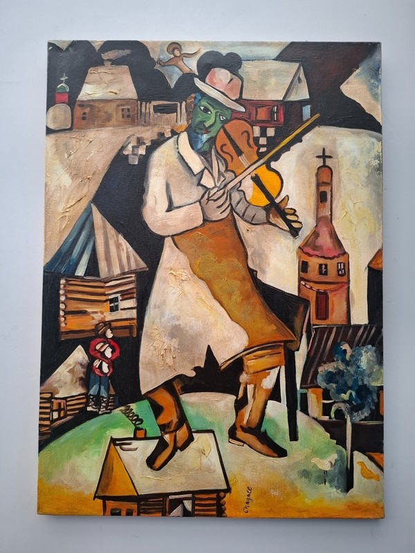 Excellent! Belarusian painting oil on canvas, surrealist, expressionist 20×28 in