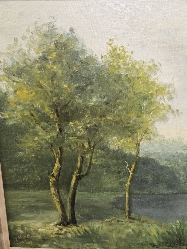 Early 19th century Oil On Canvas Signed LANDSCAPE See All Photos. Heavy 32x22 gallery