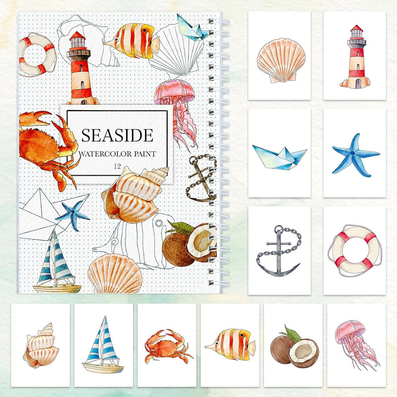 Watercolor Workbook with Step-By-Step - 12 Watercolor Coloring Pages - 100% Cott gallery
