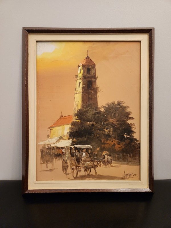EDGARDO EDDIE SARMIENTO SIGNED ORIGINAL PAINTING 1977 VINTAGE OIL ON CANVAS gallery