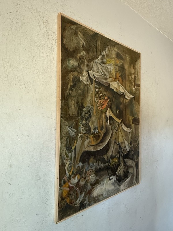 FINE ANTIQUE FRENCH ART NOUVEAU MODERN ABSTRACT OIL PAINTING VINTAGE WOMAN 1940s gallery