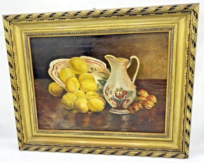 Antique french framed oil painting signed L.O. Mid-1900’s