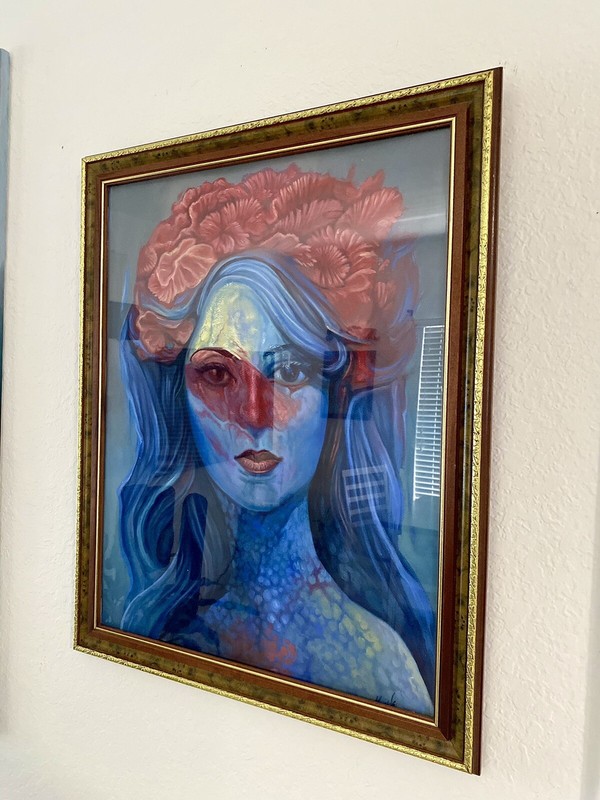 Pintura Woman Nature Blue Acrylic On Cardboard Canson By MAzcuy(No Frame)