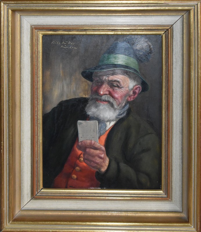 FRITZ MULLER-German Realist-Three Original Signed Oils-Old Men Portraits gallery