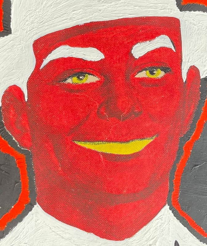 MAN IN HAT - Mr MID CENTURY MODERN 1950s Businessman ORIGINAL ART Red White gallery