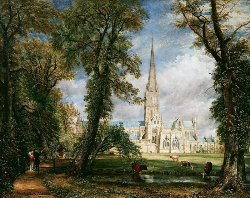 Salisbury Cathedral the Bishop’s Garden Painting by John Constable Reproduction