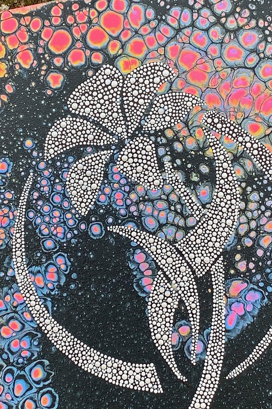 12″ x 12″ Psychedelic Art – Acrylic Pearl Pour Painting – Original Artwork