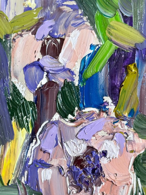 Original Oil Painting 6x6" – Three Peonies – Impasto Floral Still Life – gallery