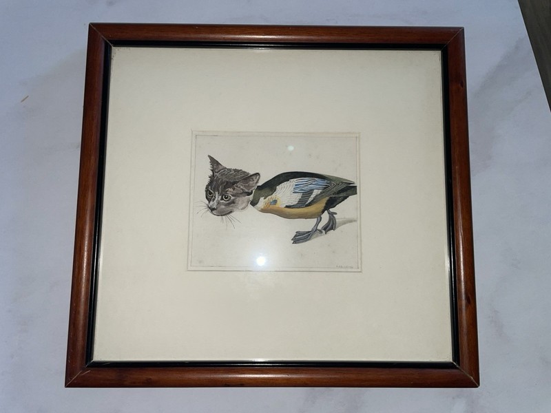 Unique Malcolm Roderick Bucknall Original Artwork; Cat Head On Duck Body
