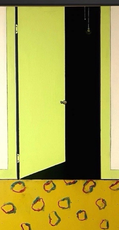Abstract Modern Painting Wall Decor 'Study of a Green Door' Original gallery
