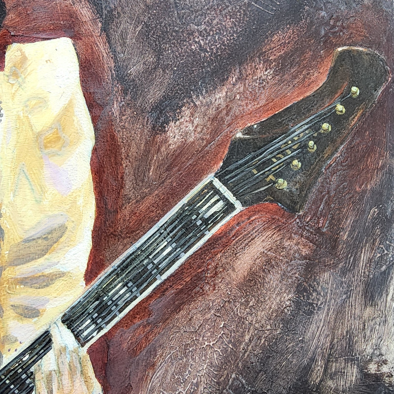original PJ harvey portrait painting 15x24 & 3 laser cut art guitars 2008 set gallery
