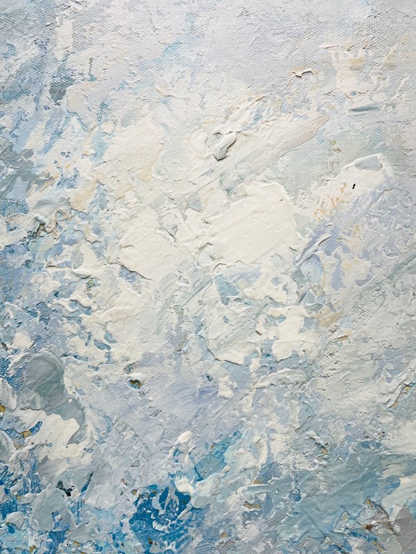 Hungryartist -Original Painting of Blue &Gray Abstract on Canvas 24x36 Framed gallery