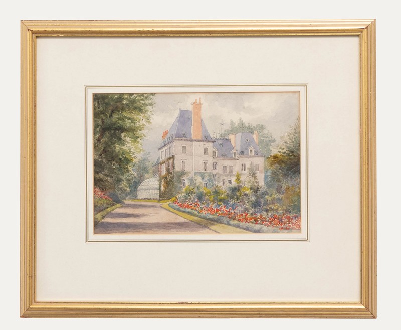 Framed Mid 20th Century Watercolour – Chateau Gardens