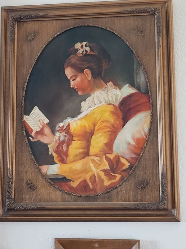 Vintage painting on canvas Jean-Honore Fragonard «Young girl The Reader»