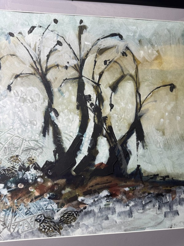 Shirley Clement (1922 - 2002) "Surreal Landscape" Watercolor/Gouache Painting gallery