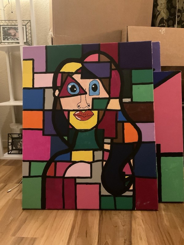 Original Justoism And Cubist Acrylic Painting On Canvas 24 X 30