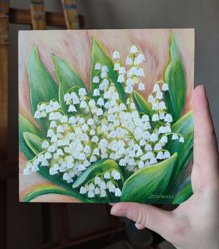 Lily Of The Valley Painting Spring Flower Wall Art Small Floral Hand Painted gallery