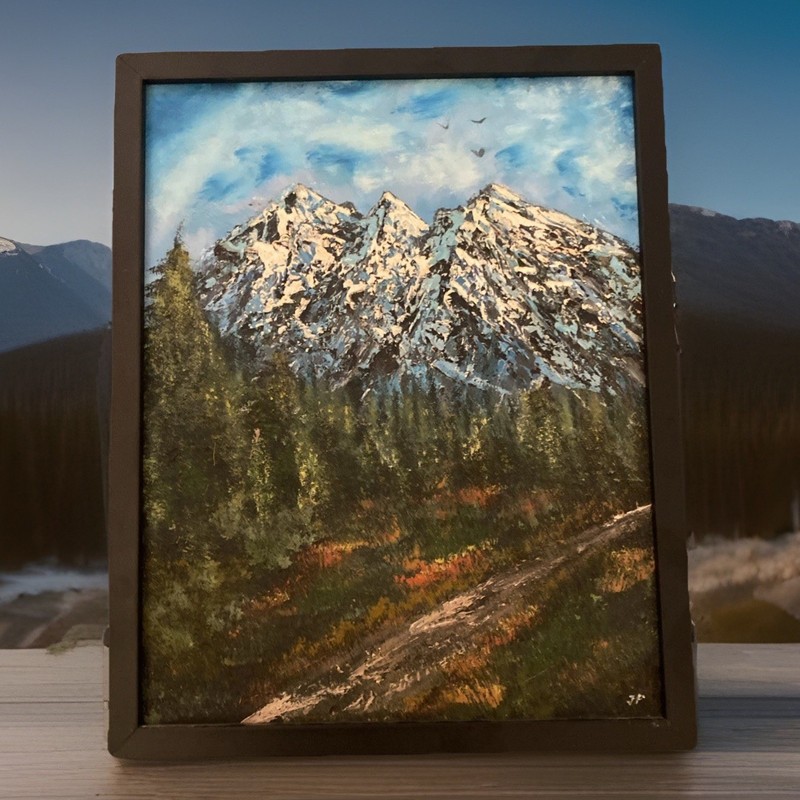 Original Oil Painting Snowy Mountain Nature Landscape “The Path” 15” X 12”