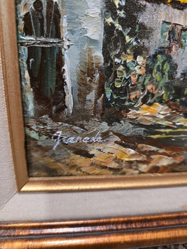 Vtg Harbor Oil Painting on Canvas Board Framed Mid Century Coastal gallery