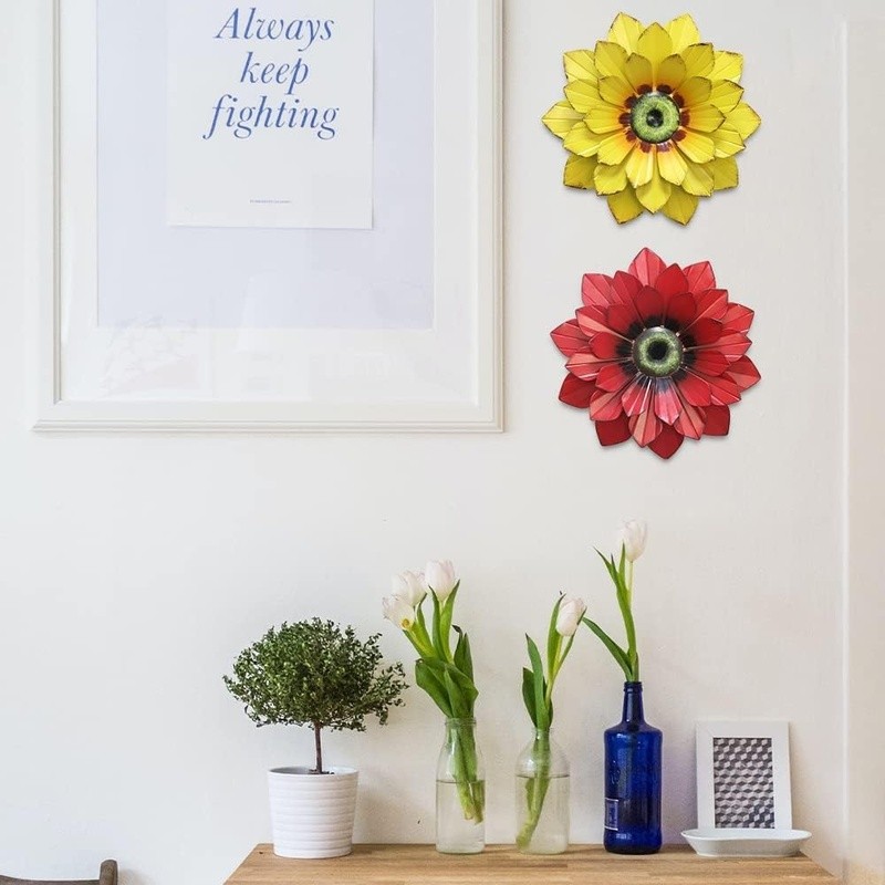 Vibrant Metal Flower Wall Art 3D Hand-Painted Decor Home Living Room Garden New gallery