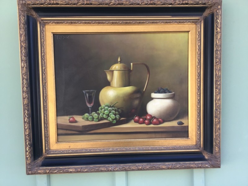 Walter Pater Still Life Oil/Painting Great 28 3/4”x 25” Frame