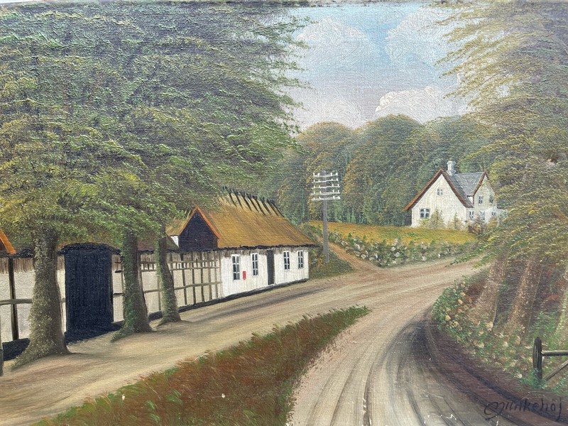 Unknown Painter Village Street With Landhäuser Deciduous Oil Painting Um 1920 gallery