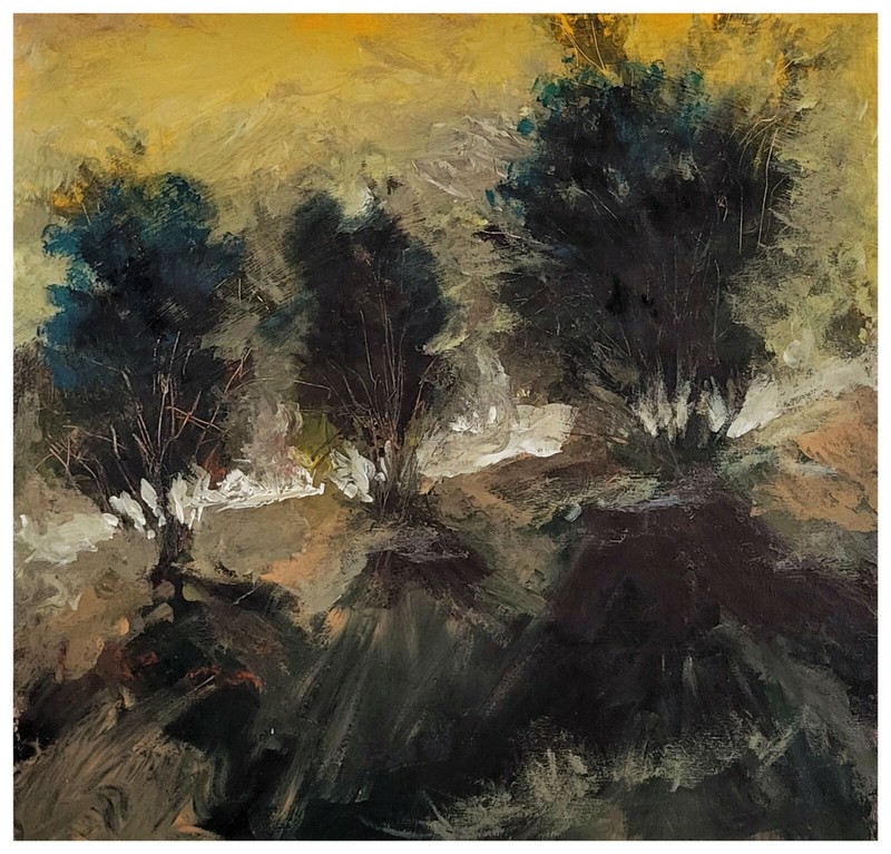 Original Abstract Backlit Trees Unique Bold Painting Landscape Contre Jour Art L