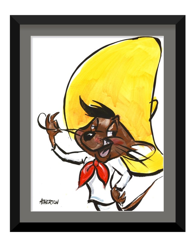 Atherton 9×12 Original Pop Art Mexican Mouse Gonzalez «Too Cool Speedy» signed