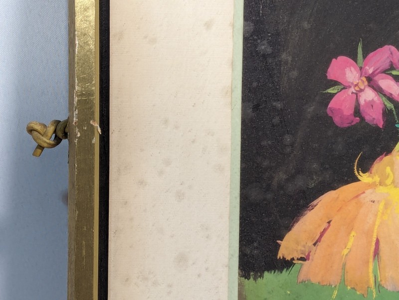 L Tesjonni? 1940? floral painting 27 x 21 inches, framed gallery