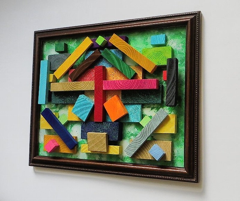 “3D Abstract Acrylic on Wood”, Wall Art, 15 ½” x 13 ½ #20 gallery