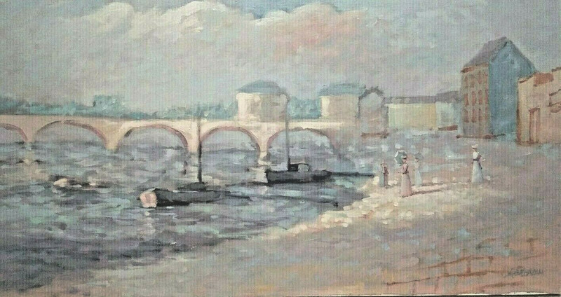 LISTED LISANDRO LOPEZ BAYLON Sd IMPRESSIONIST ORIG O/C BRIDGE over SEINE PARIS