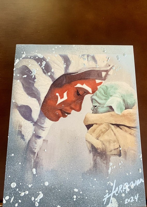 Mystic Minds, Original Art Print On Wood Panel 8×10” With Spraypaint On Top