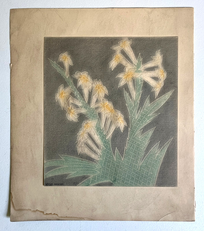 Antique Signed Hazel Frazee Textured Watercolor Painting
