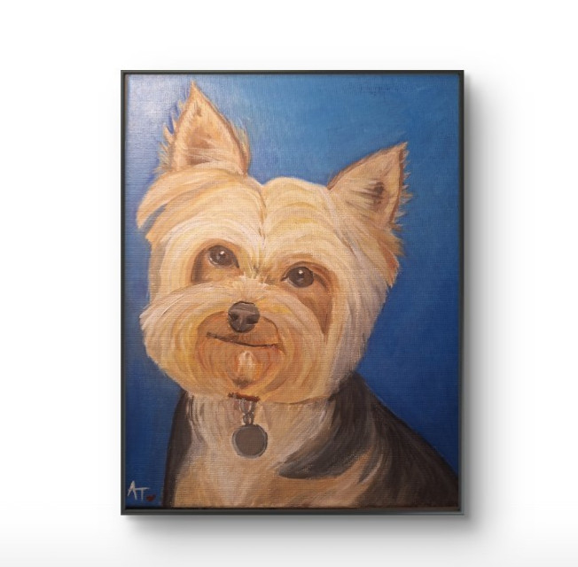 Yorkie Original Painting In Acrylic 8×10 Streched Canvas