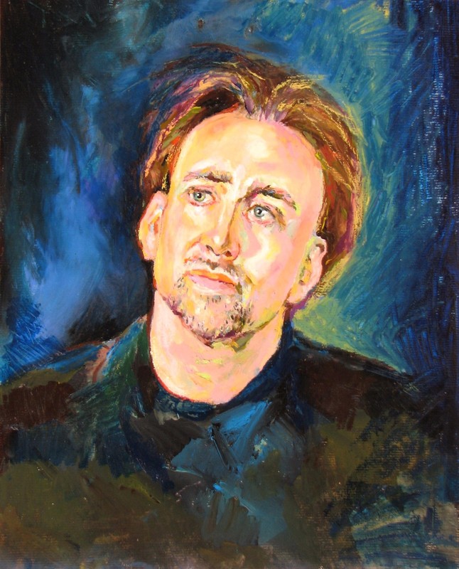 Portrait of Actor* ORIGINAL Art 12″x14,5″ Oil Pastel FRAMED under Glass17″ x 21″